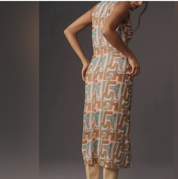 New - Anthropologie Stylish Geometric Print Dress - Picture 7 of 8